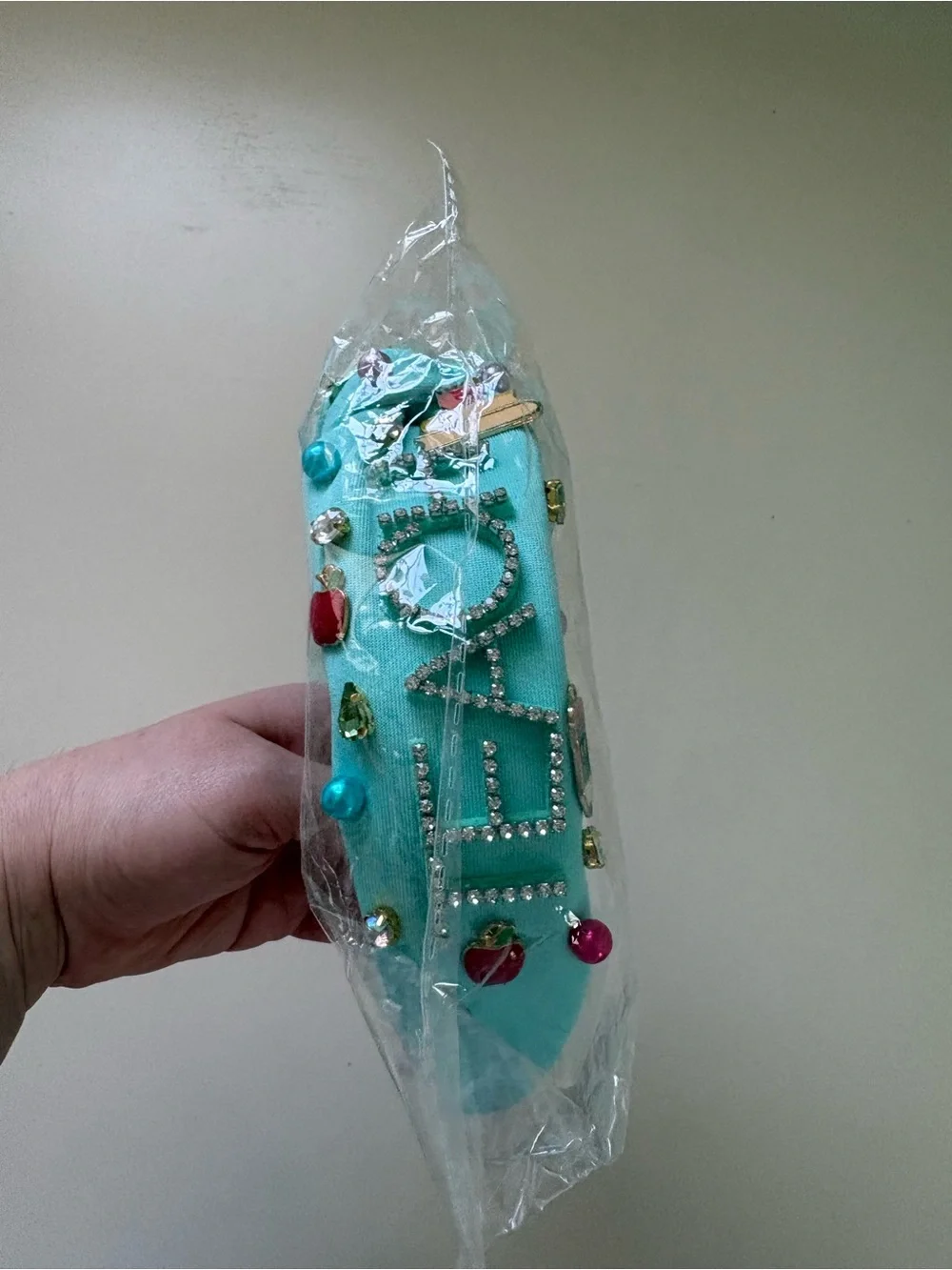 Embellished Teacher Mint Green Teal Knotted Headband with Crystal Accents